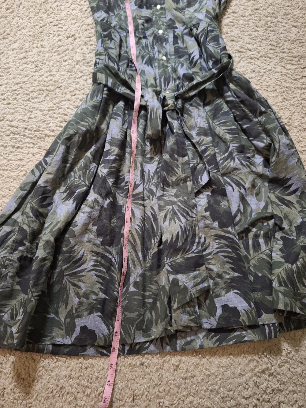 ANN MASHBURN Olive and Black Sleeveless Button-Front Midi Dress Size S - Picture 8 of 8